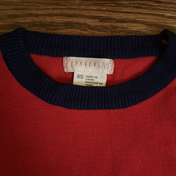 Urban Outfitter Cooperative Cropped Crewneck Red Sweater Stripes on Arm - Picture 4 of 4
